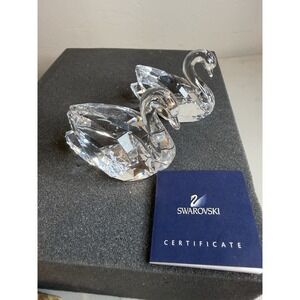 Swarovski Crystal Swan Family Set Large 10005 Medium 010006 Figurine Certificate